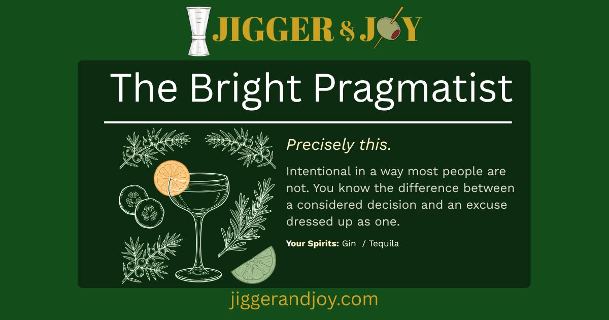 The Bright Pragmatist cocktail personality card